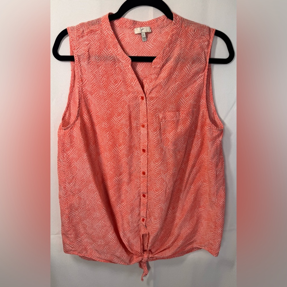 Joie Silk Tie Front Sleeveless Blouse- Large
